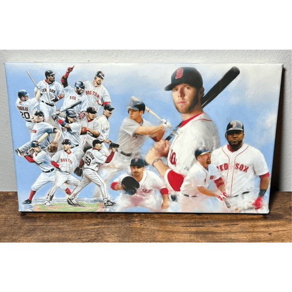Vtg Boston Red Sox 14x8 Canvas Print MLB World Series Big Papi Pedroia Manny - Picture 1 of 9